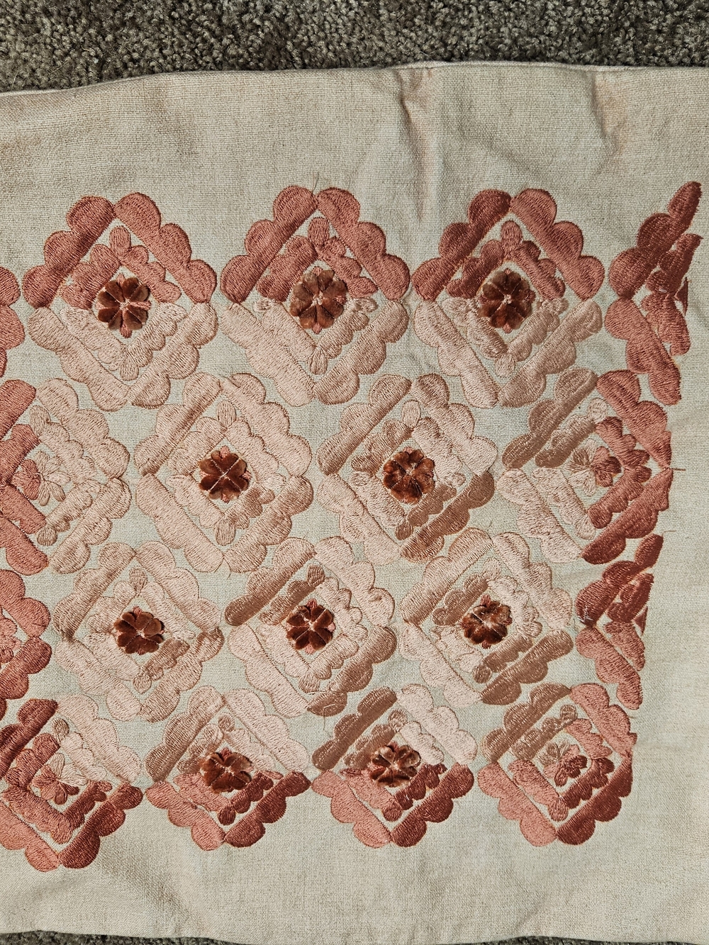 Anthropologie Embroidered Diamond Floral Pillow Cover